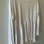 Tasamo Top Women's Small White Babydoll Ruffle Crewneck Long Sleeve Peplum Photo 2