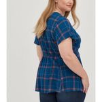 Torrid NWT Babydoll Crinkle Gauze Crochet Inset Lace-Up Top Photo 6