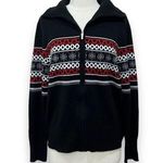 Josephine Chaus  Fair Isle Full Zip Black Sweater Large Photo 0