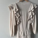 Saylor  Long Sleeve Faux Wrap Dress V-neck Ruffle Mini Sweater Knit Stretch Lined Photo 4