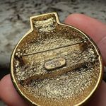 Eisenberg ICE Red Enamel Rhinestone Christmas Ornament Holiday Brooch Pin Gold Photo 3