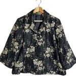 Tommy Bahama Silk Floral Print Bolero Jacket Women's Medium Black Ivory Blazer Photo 0