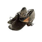 Bebe  twisted ankle strap open toe velvet gray chunky heels size 9 womens Photo 2