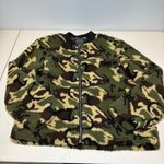 Sanctuary  Green Camoflauge Zip Up Fleece‎ Jacket Lined Medium Photo 4