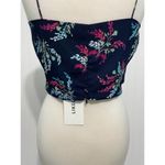Likely  Alias Floral Print Ruched Crop Top‎ Tank Top Cerulean Blue Detail Large Photo 4