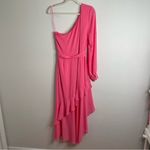 Badgley Mischka Belle One Shoulder Pink Maxi Dress Size 12 Photo 4