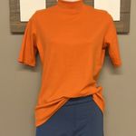 Pumpkin Orange Mock Neck Short Sleeve Shirt Photo 1