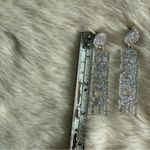 Bride Acrylic Silver Glitter Sparkle Drop Earrings. Photo 2