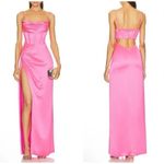 Retrofete Rosa Corset Drape Open Back Satin Maxi Slip Gown Dress Hot Pink Large Photo 1