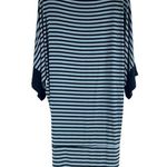 Comfy USA Batwing Striped Mini Jersey Dress Blue Black Super Soft Size S Photo 4