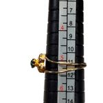 Gold Tone Vtg Ring Small Green Rhinestone Size 5.25 Floral Photo 1