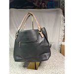 Jen & Co Women's Black Vegan Leather Shoulder Tote Bag with Tassel Photo 2