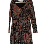 Peruvian Connection babydoll mini dress Long Sleeve Abstract print Sz Small Photo 4