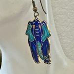 Cloisonné Vintage Enamel Elephant Earrings Blue Photo 5