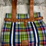 Tommy Hilfiger Green Blue Plaid Tote Preppy Nautical Checked Classic Belt Detail Photo 2