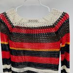 Amisu  Colorful Striped open Knit crochet Sweater tassels fall coverup S neutral Photo 2