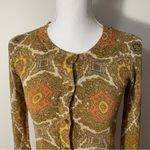 Talbots EUC  Petite Gold Metallic Medallion Button Cardigan Sz P Photo 2