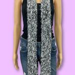 Handmade  skinny knit scarf black white fringe ends Photo 1
