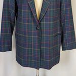 American Vintage 90s Heritage Plaid Wool Vintage Single Breasted Blazer Green Blue Red Medium Photo 12