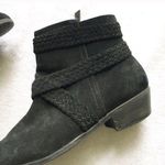 Schutz Torey Suede Bootie Boot 40 9 Black Braided Crossover Leather Ankle Photo 0