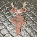 Free People We Are HAH  Key To Ur Heart Bodysuit Copper Rose Pink Lace XS Sheer Photo 5