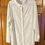 Athleta White Button Down Shirt with Subtle Pattern Photo 0