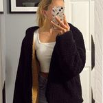 PacSun LA Hearts Brown & Black Teddy Coat Sherpa Photo 0