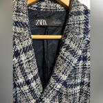 ZARA  Navy and White Plaid Blazer Dress Photo 5