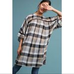 Maeve  Anthropologie Oversized Plaid Kimono Tunic Dress Tie WaistTan Black Small Photo 7