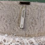 Free People  Cream Cable Knit Wool Blend Sweater Lace Photo 6
