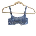 PINK - Victoria's Secret Pink Victoria Secret Demi Lace Bra Small Blue Heart Embroidery Unlined Photo 1
