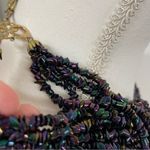 Vintage Black Carnival Glass Multi Strand Beaded Necklace 12 Strands Statement Purple Photo 7