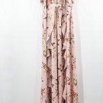 Miss Selfridge Printed Ruffle Maxi Dress Pink Floral Halter Sleeveless Size 10 Photo 1