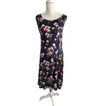 Tory Burch Navy Gray Floral MIDI Dress Size 10 Photo 6