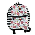 Betsey Johnson Luv Betsey White and Pink Black Striped Backpack Photo 0