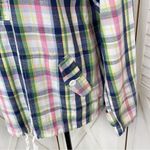 Merona Plaid Cotton Canvas Pullover Hoodie Jacket Pink Blue Small Photo 6