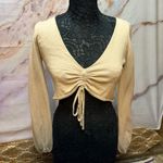 Princess Polly  Yellow Puff Sleeve Crop Blouse Photo 1