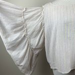 Hippie Laundry Top Women Large Stripe 3/4 Wide Bell Sleeve Ruffle Slight Cropped Photo 2