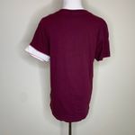 Adidas  Burgundy T Shirt Felted Spellout Sz Small Photo 1