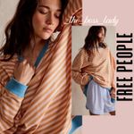 Free People sweatshirt pullover activewear classic striped crewneck cozy casual Photo 7