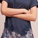 Anthropolgie Akemi + Kin Embroidered Blue Floral Flowy Short Sleeve Top Size M Size M Photo 0