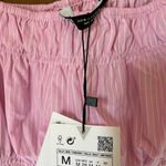ZARA NWT  Women's Pink Poplin striped Crop Top Size Medium Photo 5