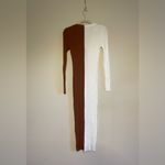 STAUD Shoko Colorblock Sweater Dress Burnt orange white Size M Photo 6