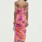 ZARA dress tulle bodycon mesh corsety midi pink party shower wedding Photo 8