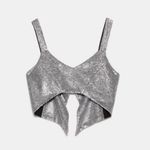 ZARA Silver Sequin cropped top Photo 4