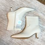 A New Day Women’s 8 White Faux Leather Stretch Zipper Kitten Heel Boots Booties Photo 2