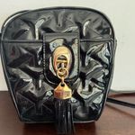 Vintage Allen Edward Small Black Quilted Patent Leather‎ Crossbody Purse Tassel Photo 3
