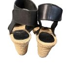 Vince Sophie Black Leather Wedge Espadrille Sandals Photo 5