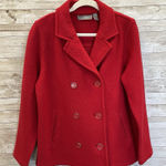 Liz Claiborne  Womens L Jacket Peacoat Red 100% Wool Double Breasted Buttons Photo 0