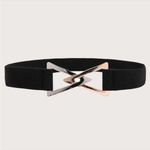 Double Triangle Metal Buckle Belt Women's Decorative Elastic Casual One Size L Black Size L Photo 11